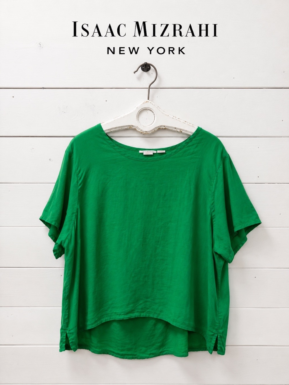 Isaac Mizrahi New York Linen Blouse – Green – Size 3X